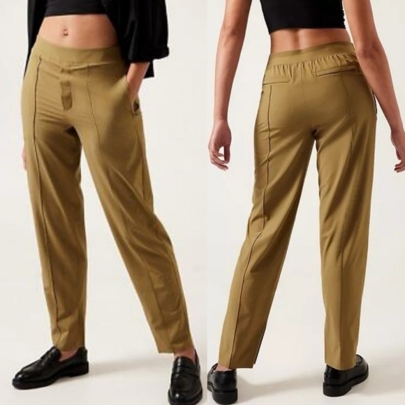 ATHLETA Brooklyn Heights Vienna Slim Pant Tapered Leg size 10 Tapestry Gold - Picture 1 of 10